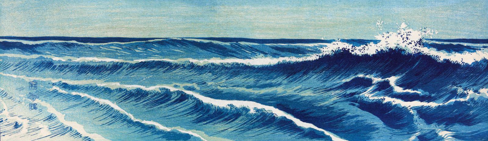 Serene Ocean Waves Japanese Art Wall Art