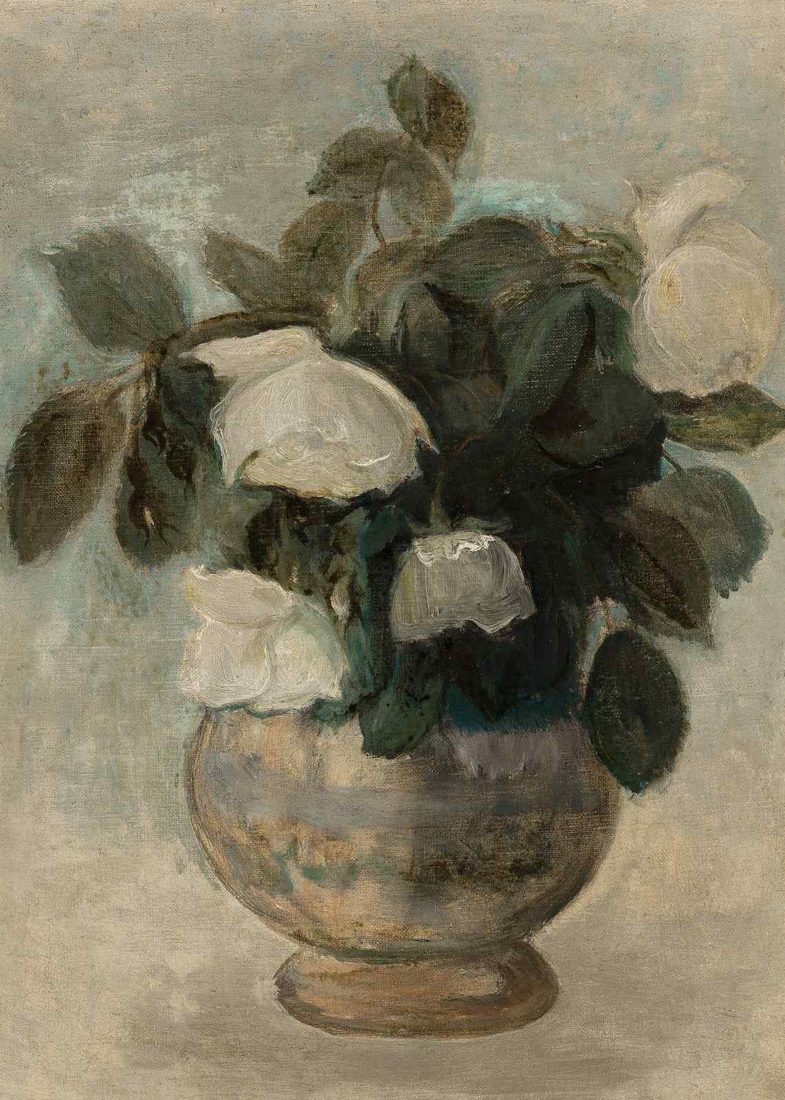 Impressionist White Roses Still Life Wall Art