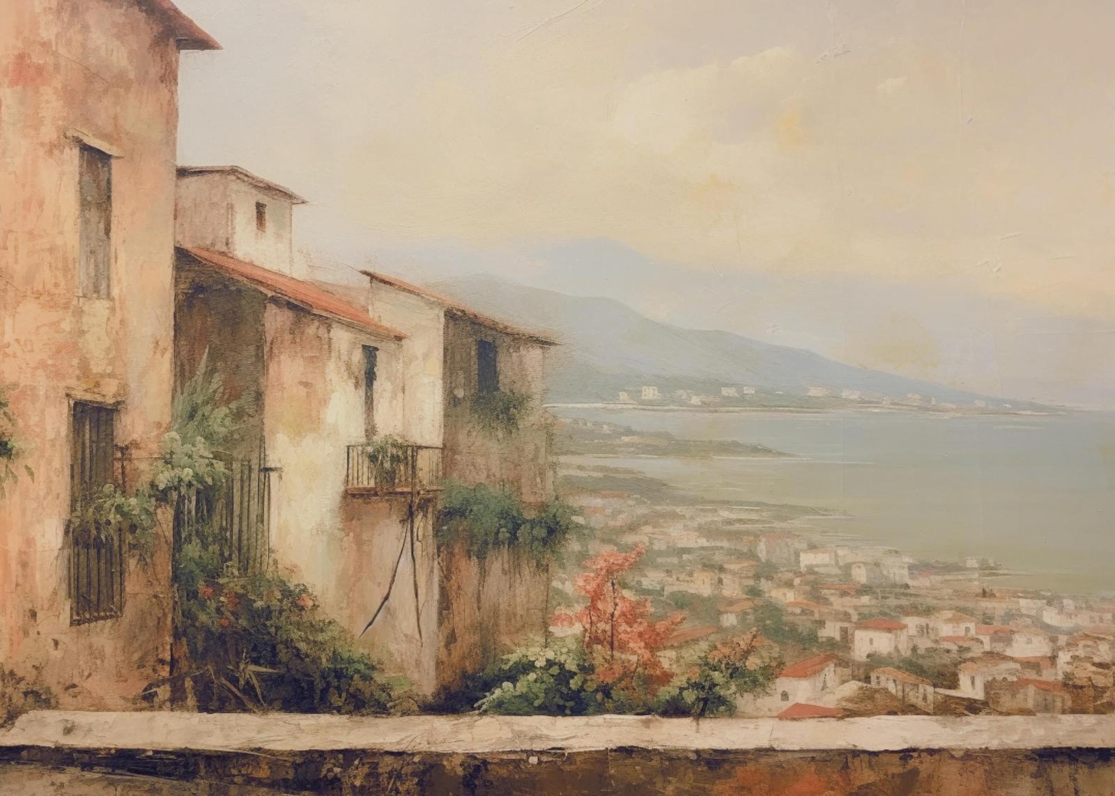 Italian Coastal Village Landscape Wall Art