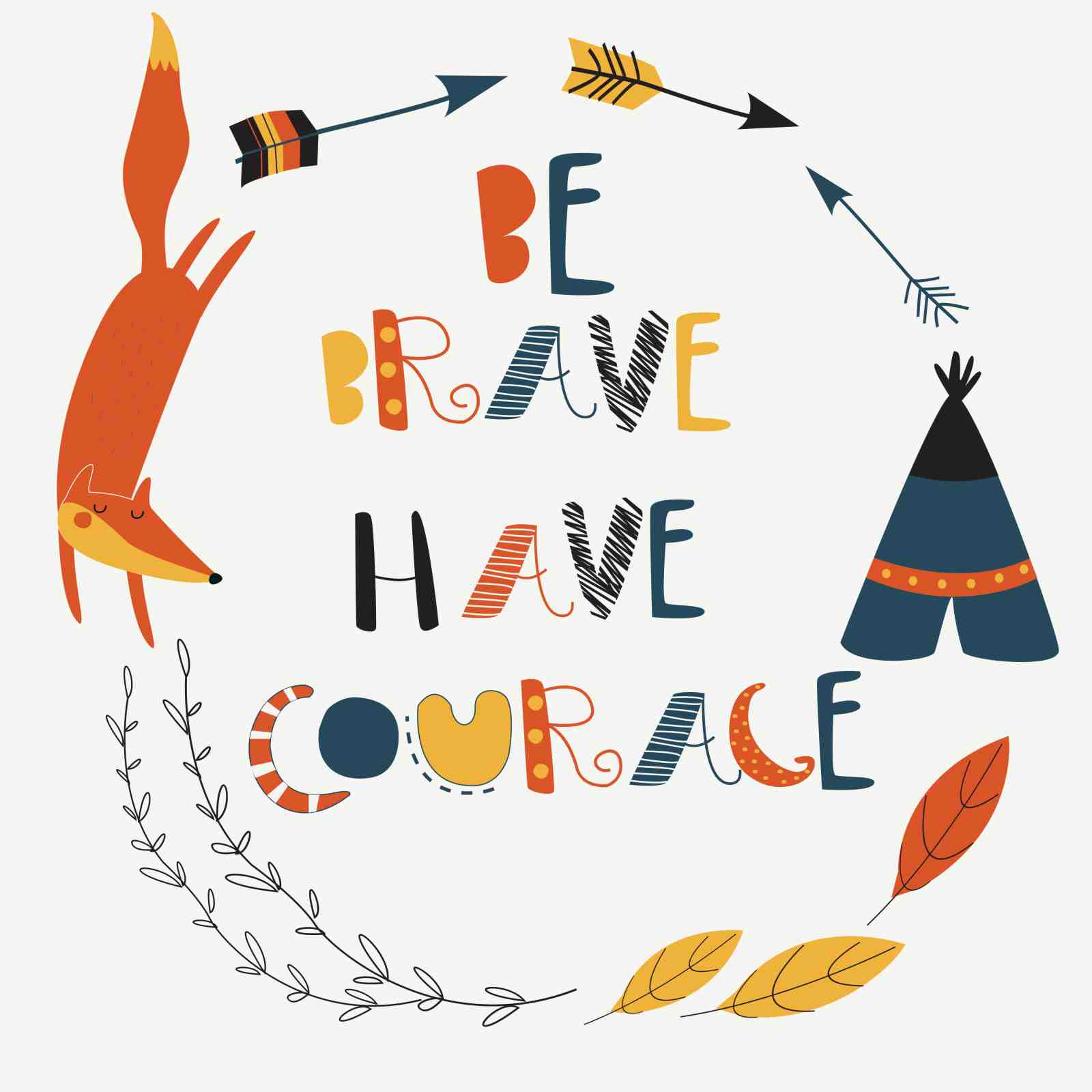 Inspirational Boho Fox & Arrows Wall Art