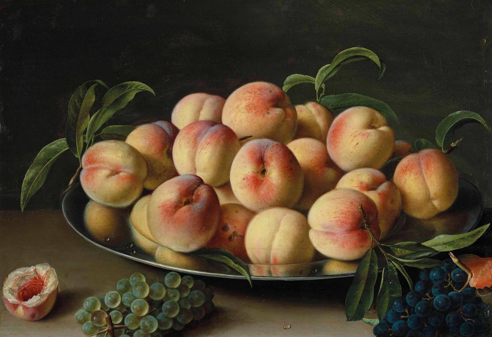 Classic Peach & Grape Still Life Wall Art