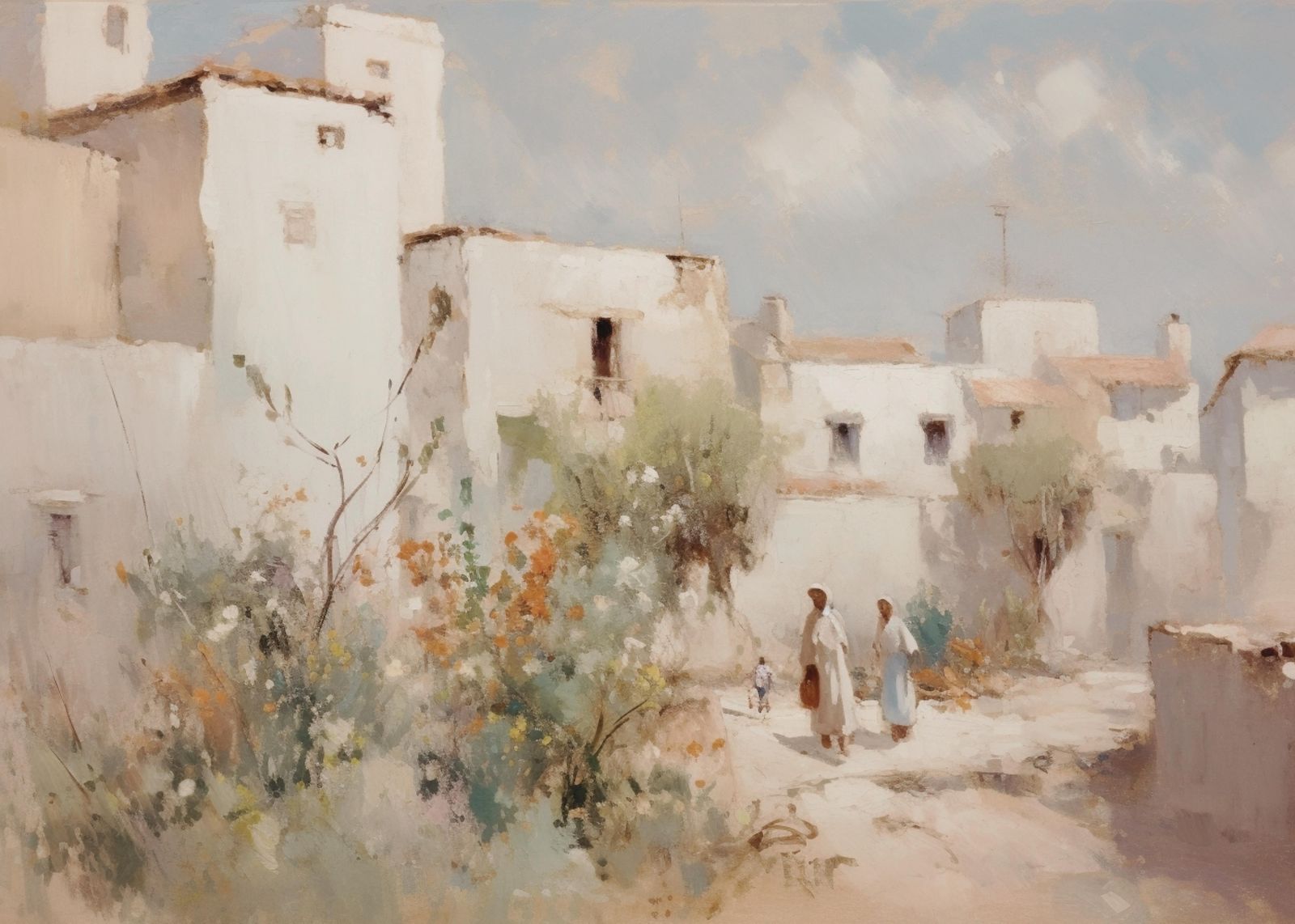 Mediterranean Village Life Wall Art