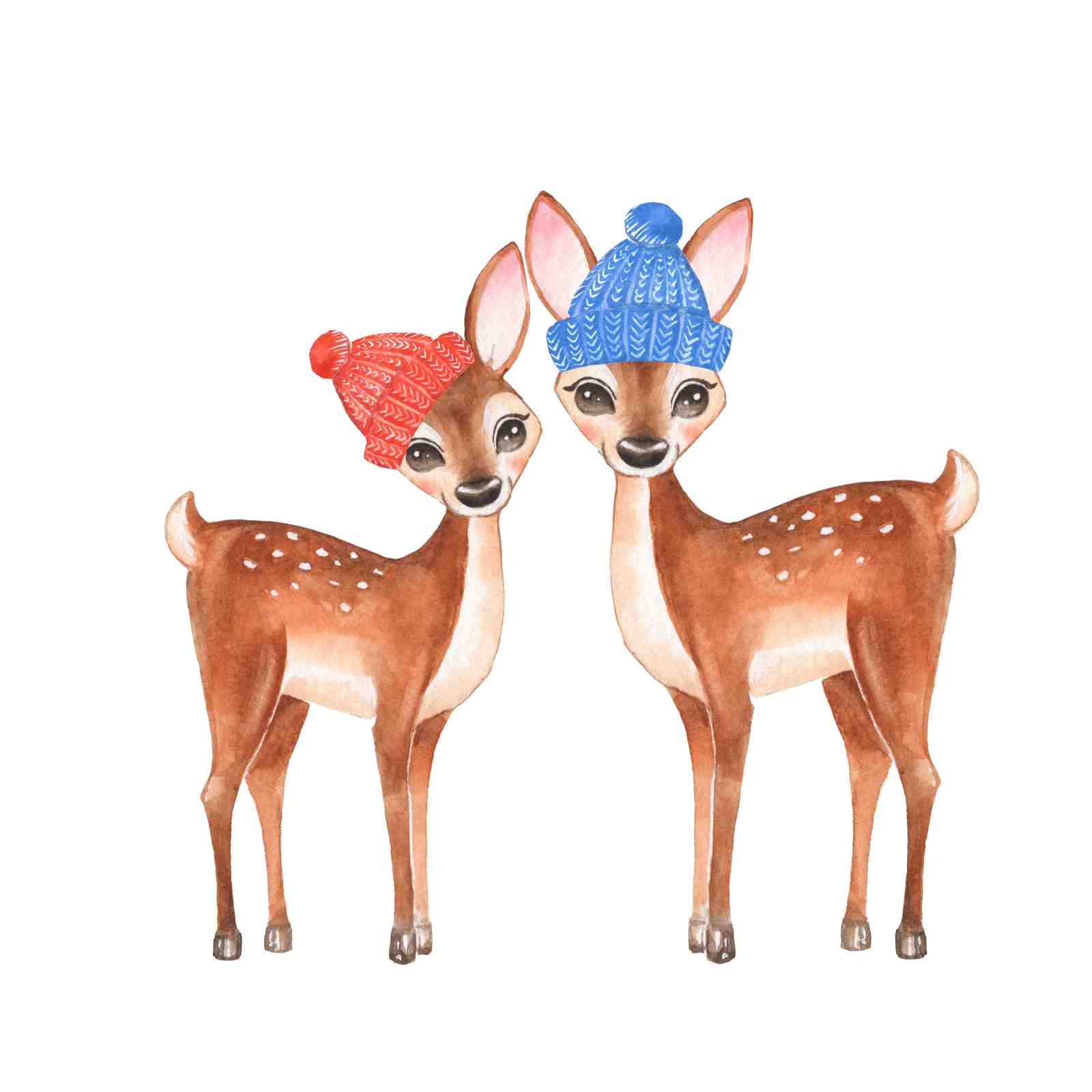 Cute Deer Duo Winter Hats Wall Art