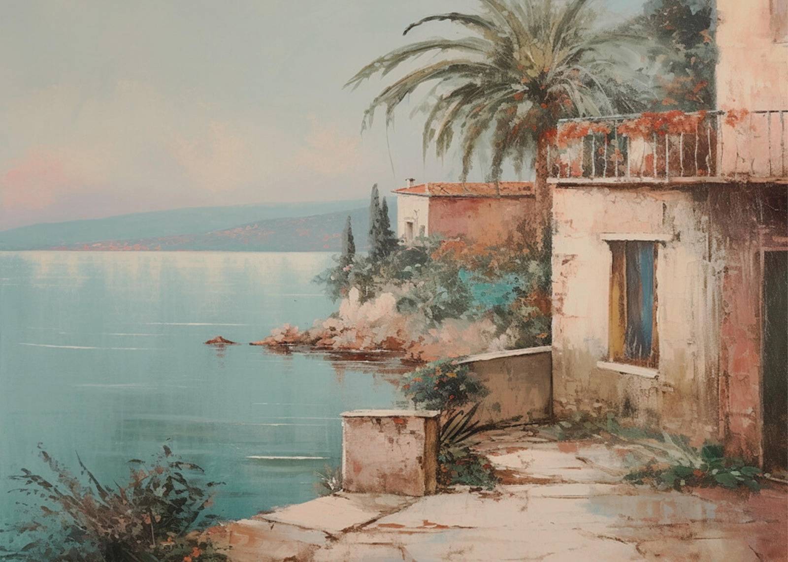 Coastal Villa Ambiance Lake View Wall Art