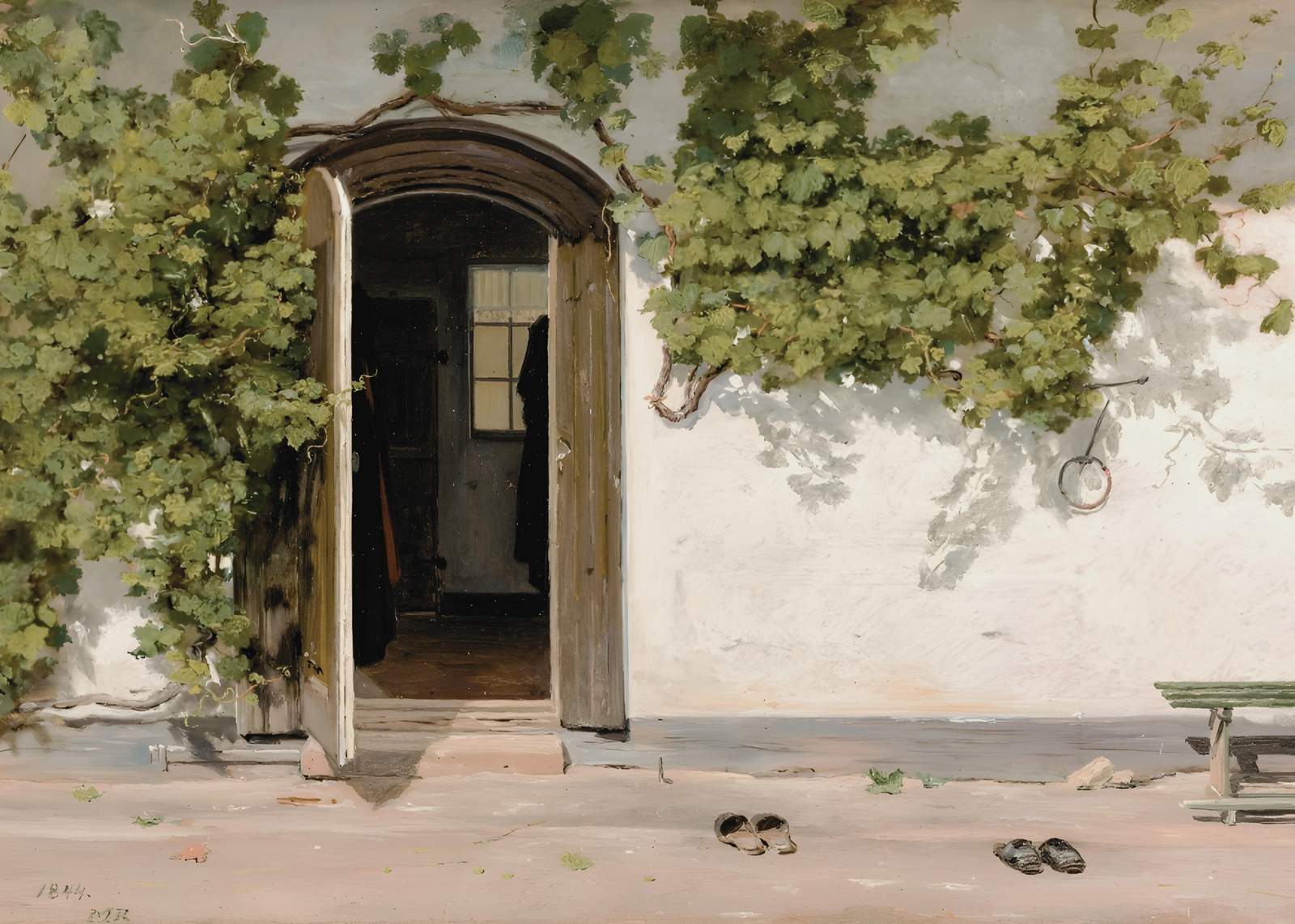 Tranquil Courtyard Archway Greenery Wall Art