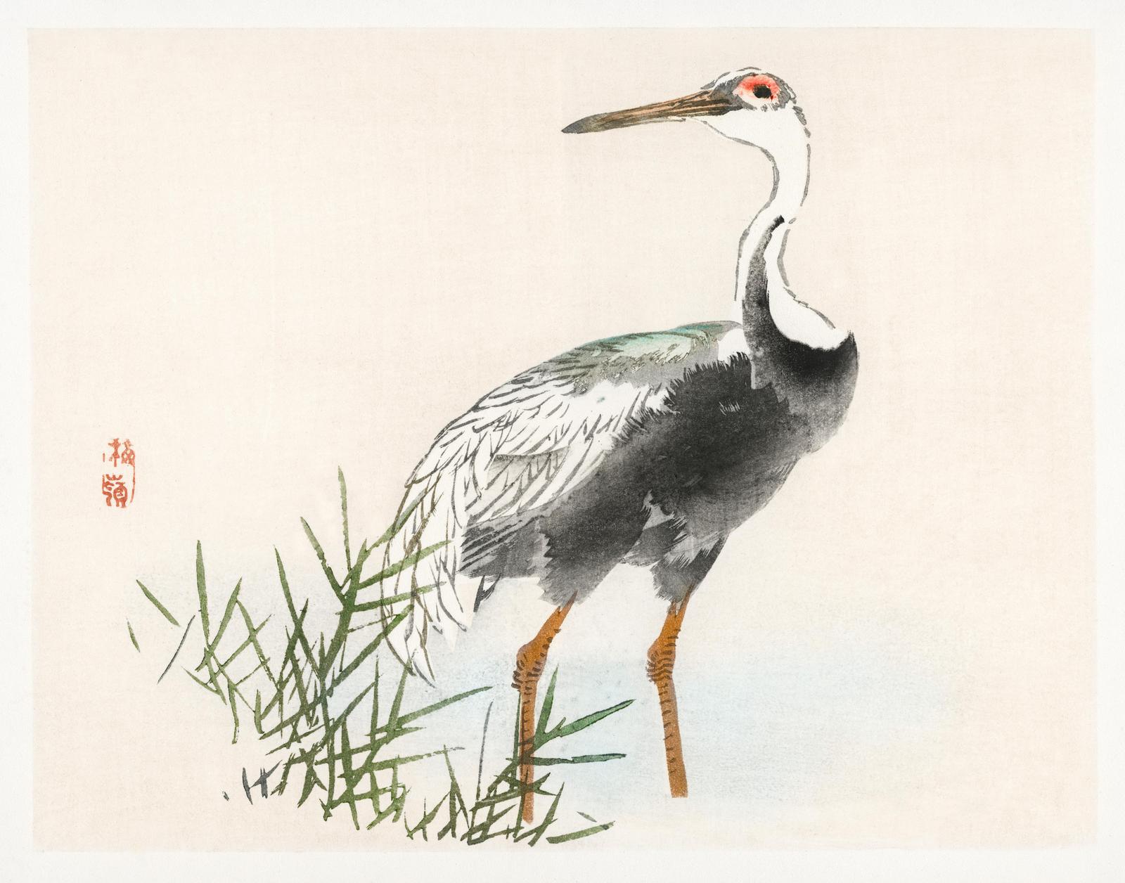 Elegant Crane Japanese Art Wall Art