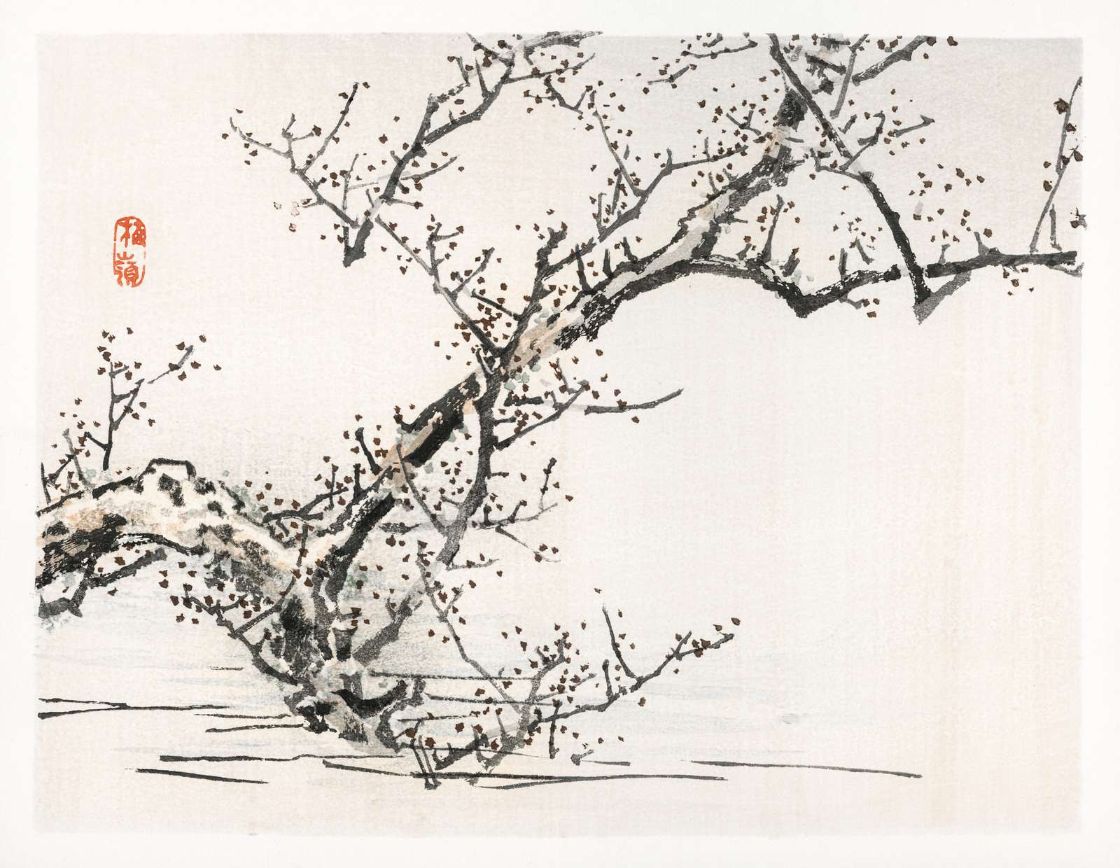 Elegant Blossom Branch Japanese Art Wall Art