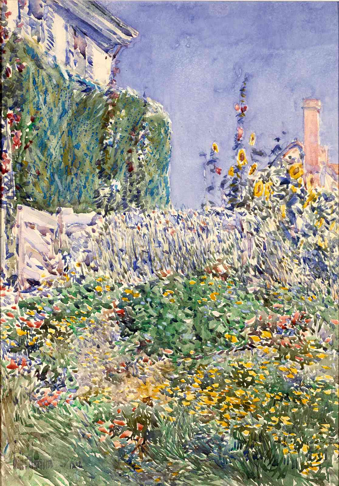 Vibrant Garden Landscape Watercolor Wall Art
