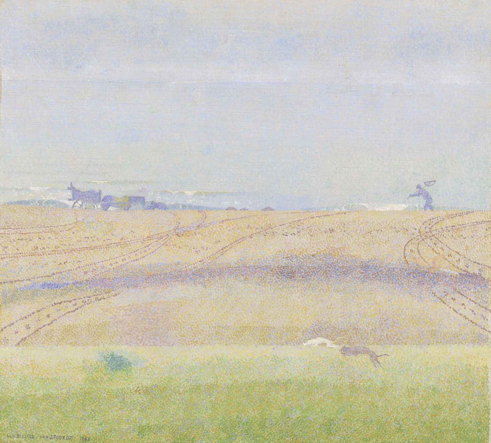Serene Field Landscape with Dog Wall Art
