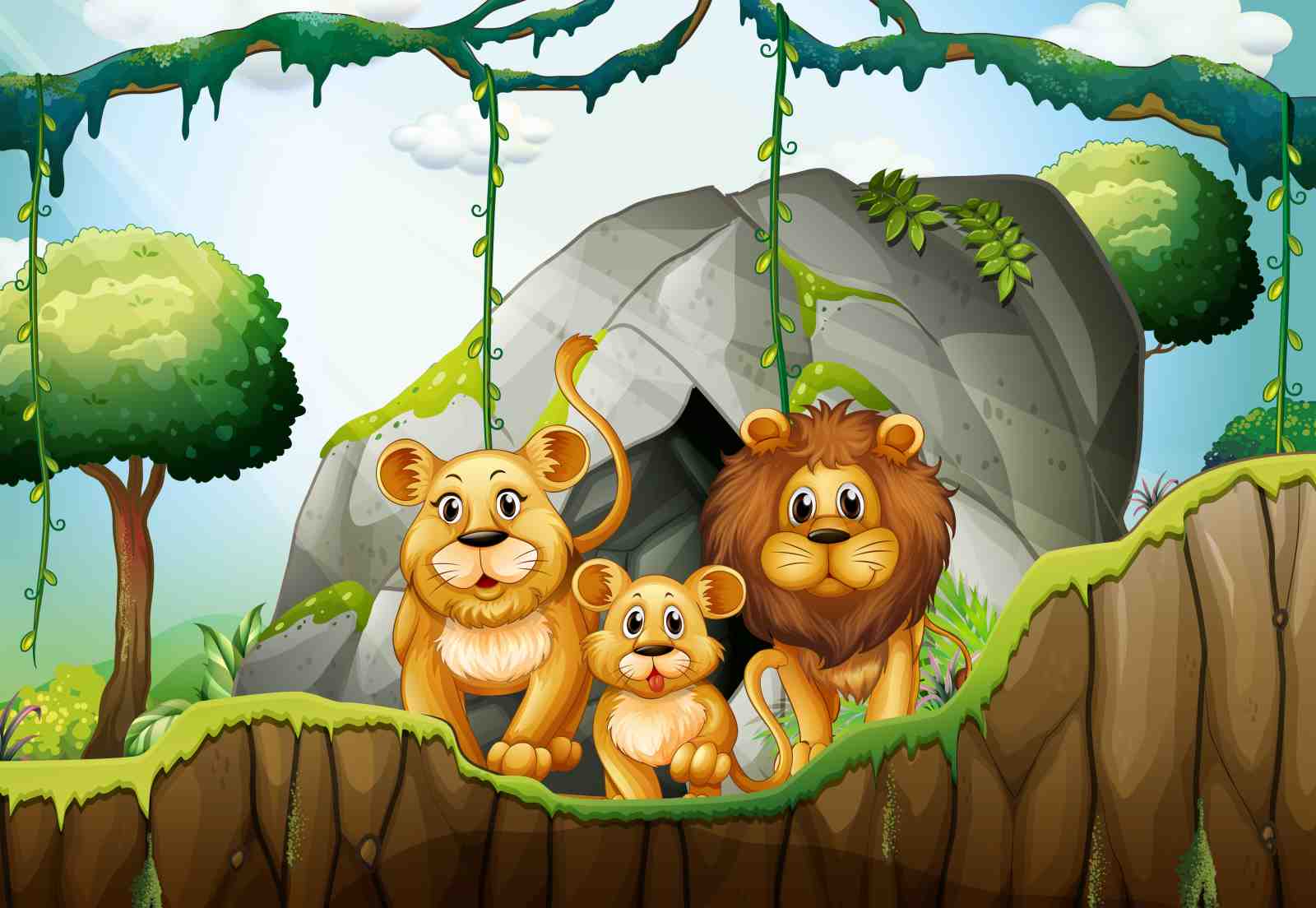 Cute Lion Family Safari Adventure Wall Art