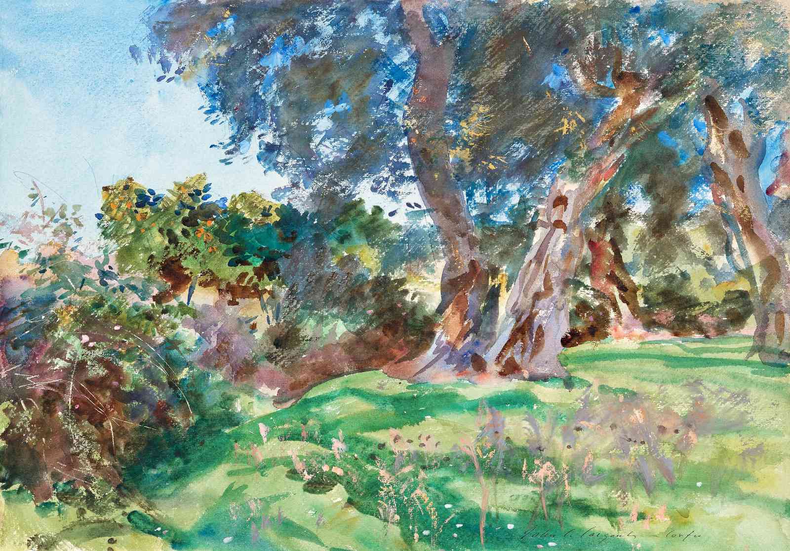 Serene Grove Watercolor Landscape Wall Art