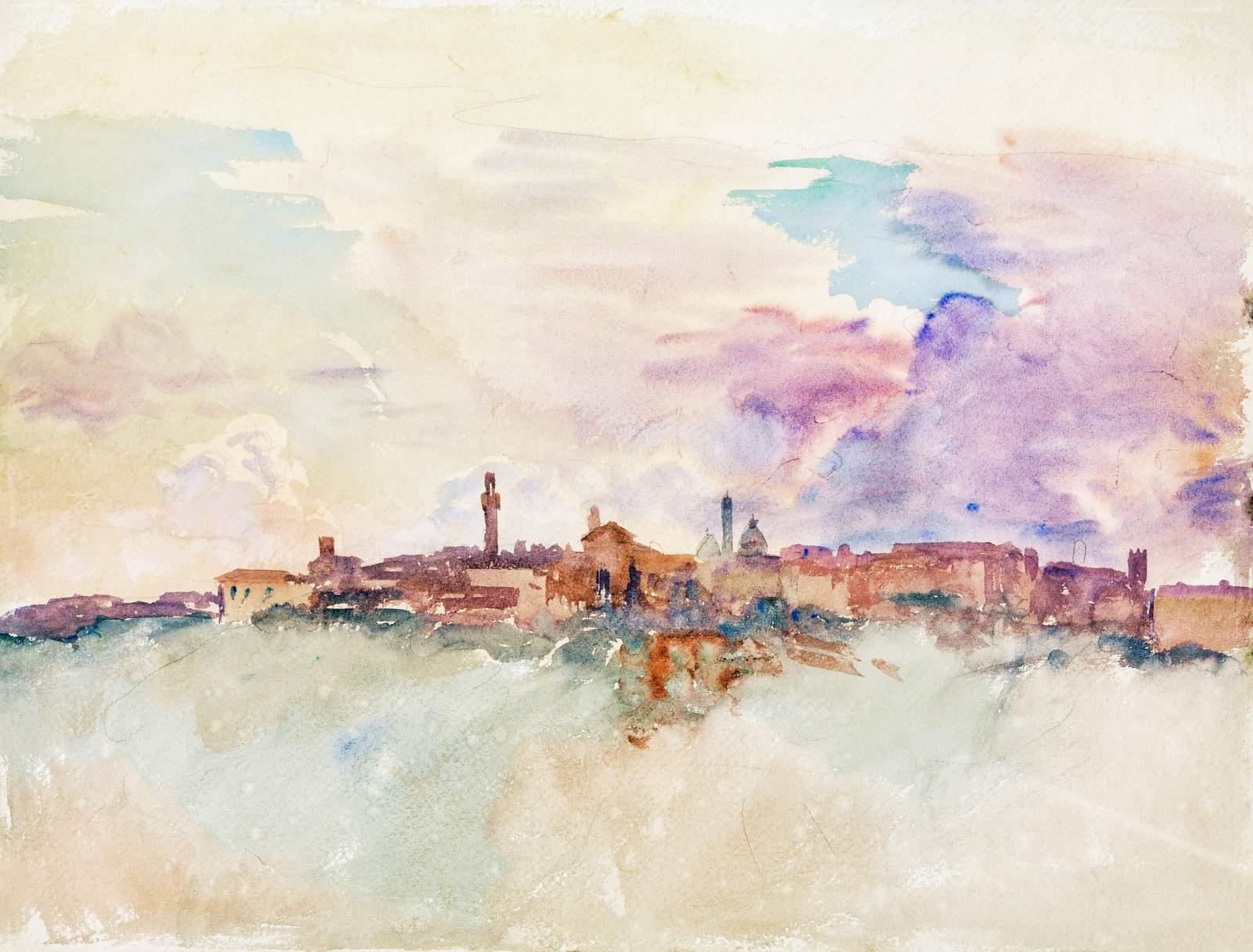 Dreamy Skyline Watercolor Wall Art