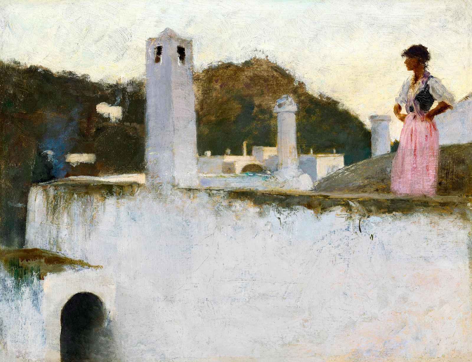 Serene Mediterranean Woman & Architecture Wall Art