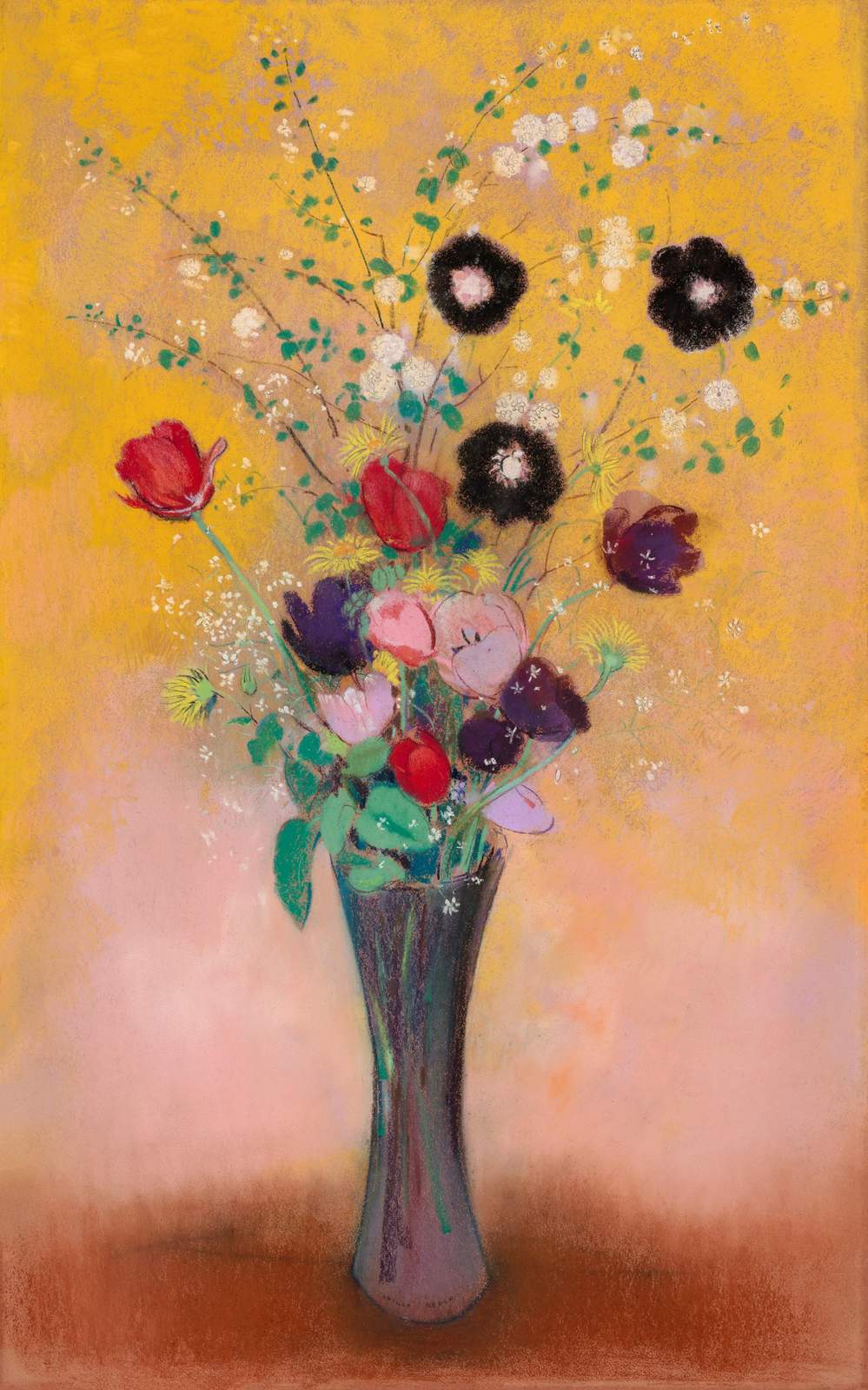 Vibrant Floral Still Life Pastel Wall Art