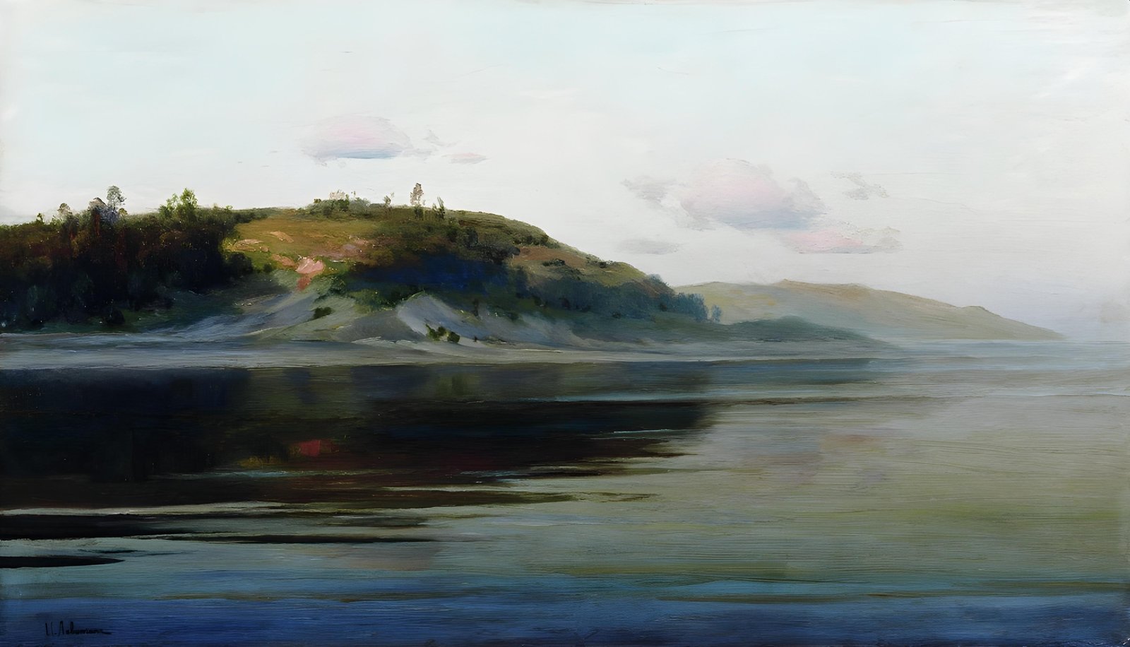 Serene Coastal Landscape Oil Painting Wall Art