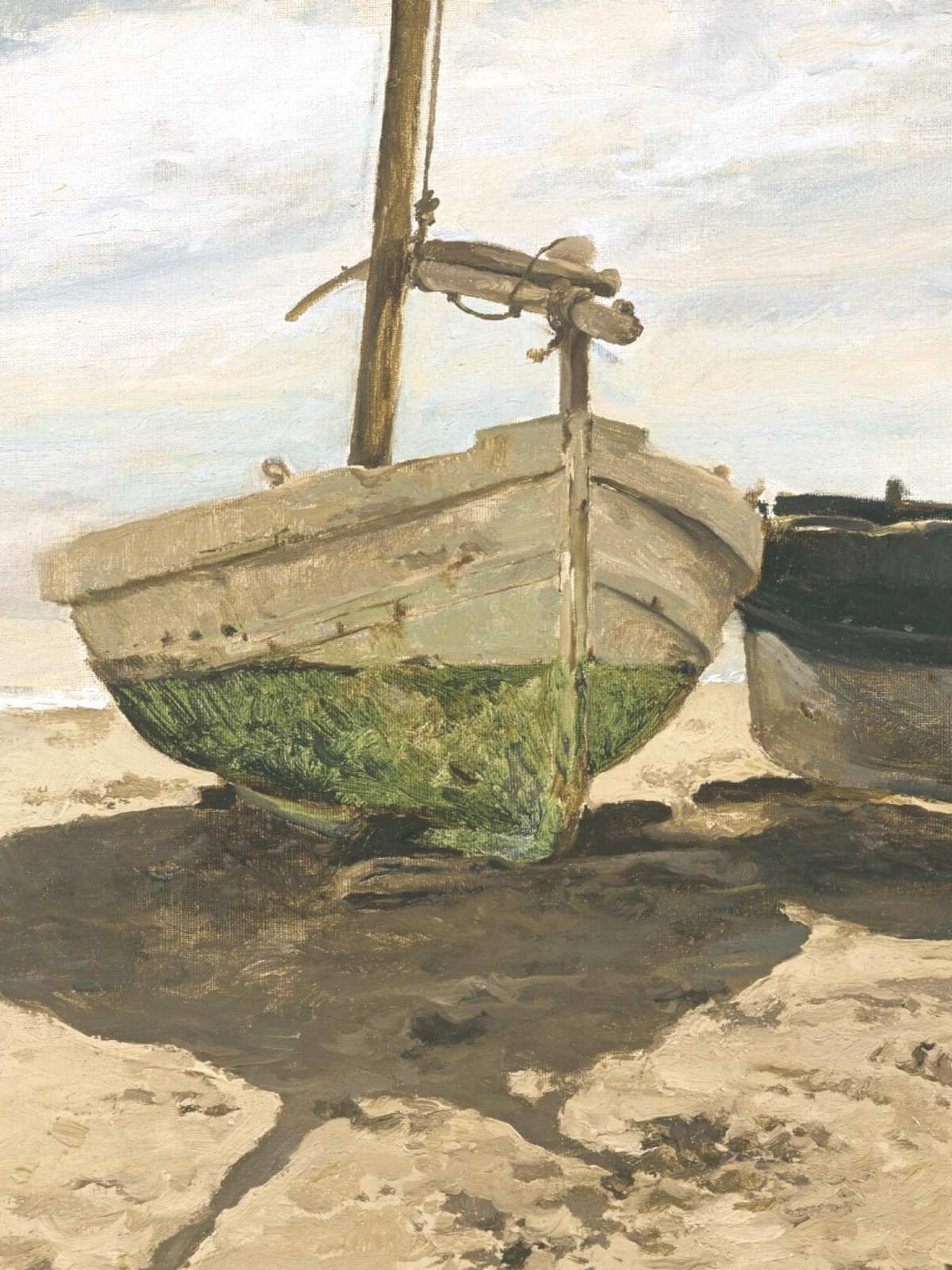 Vintage Boat Beach Landscape Wall Art