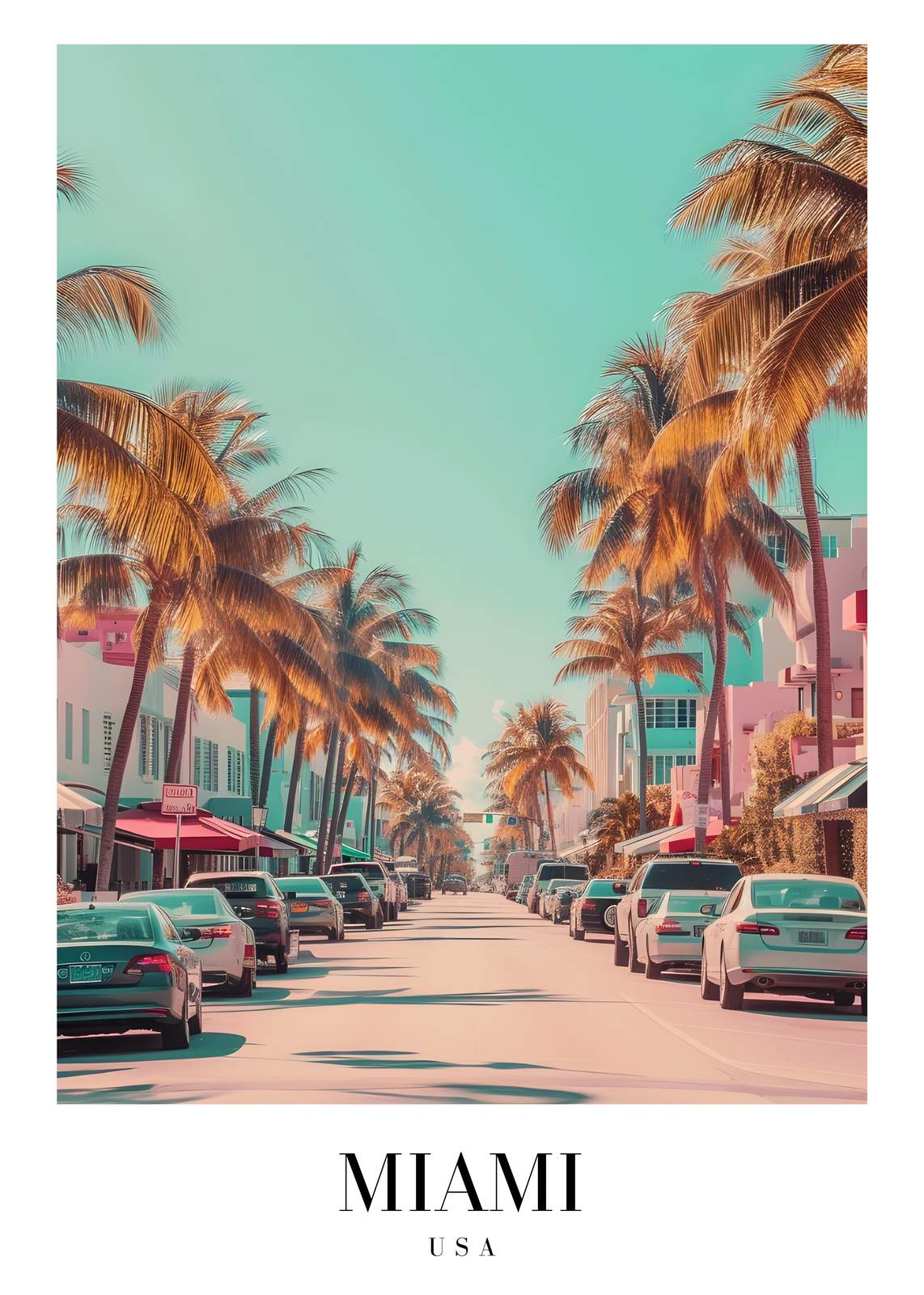 Miami Vibes Palm Tree Street Wall Art