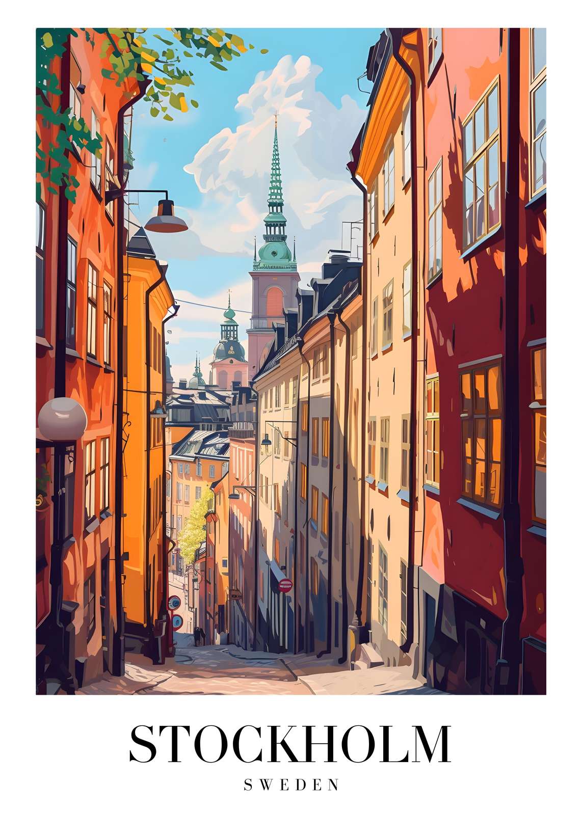 Vibrant Stockholm Street Scene Wall Art