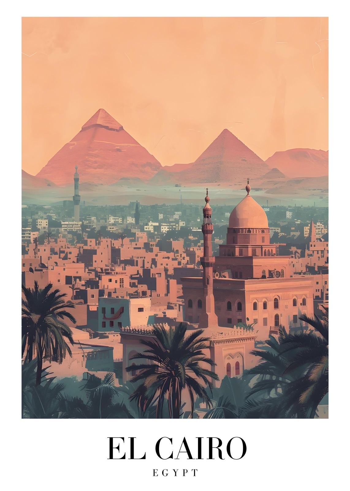 El Cairo Egyptian Pyramids & Mosque Wall Art