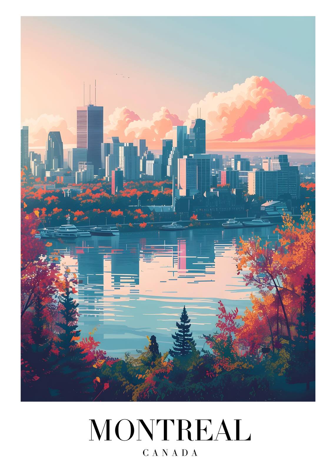 Montreal Skyline Autumn Wall Art