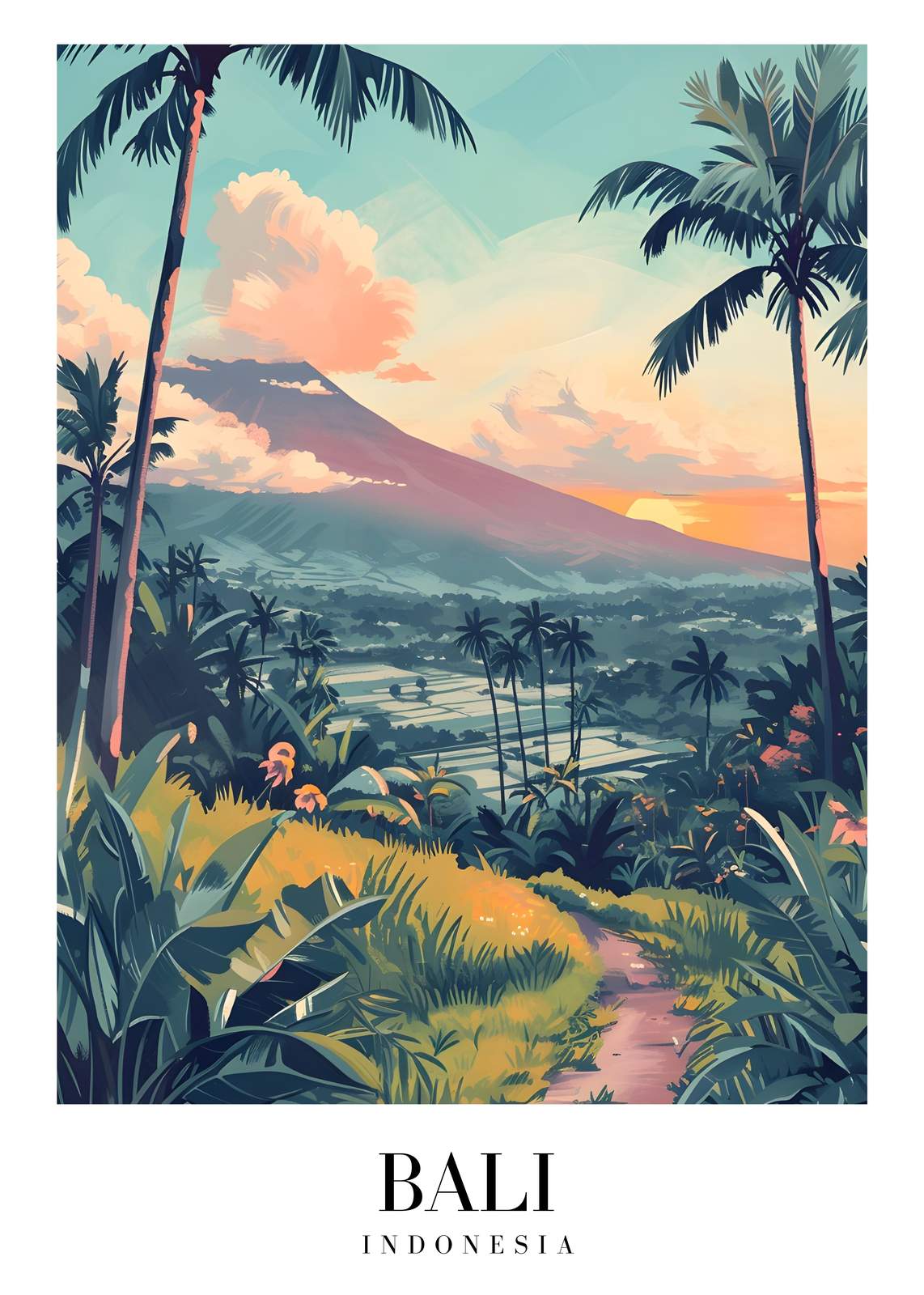 Serene Bali Sunrise Tropical Landscape Wall Art