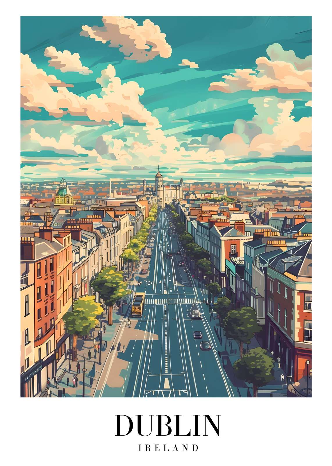 Vibrant Dublin Streetscape Wall Art