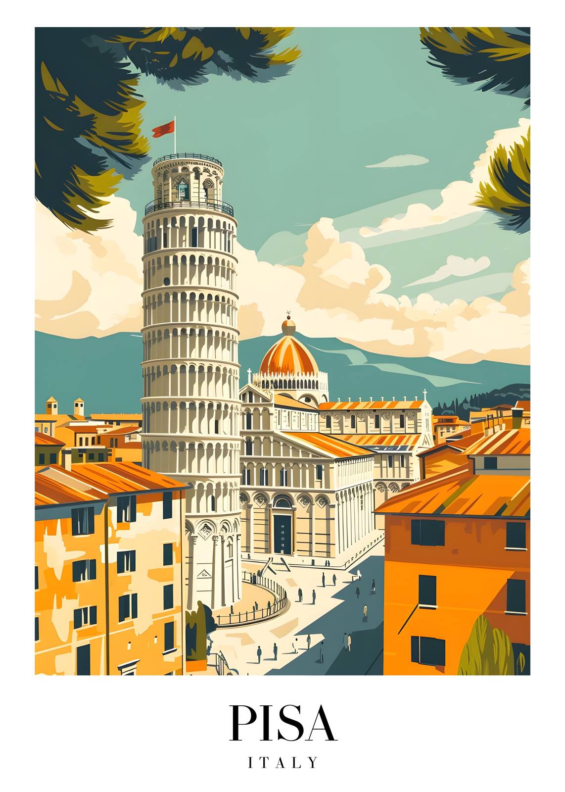 Leaning Tower of Pisa Travel Art Wall Art