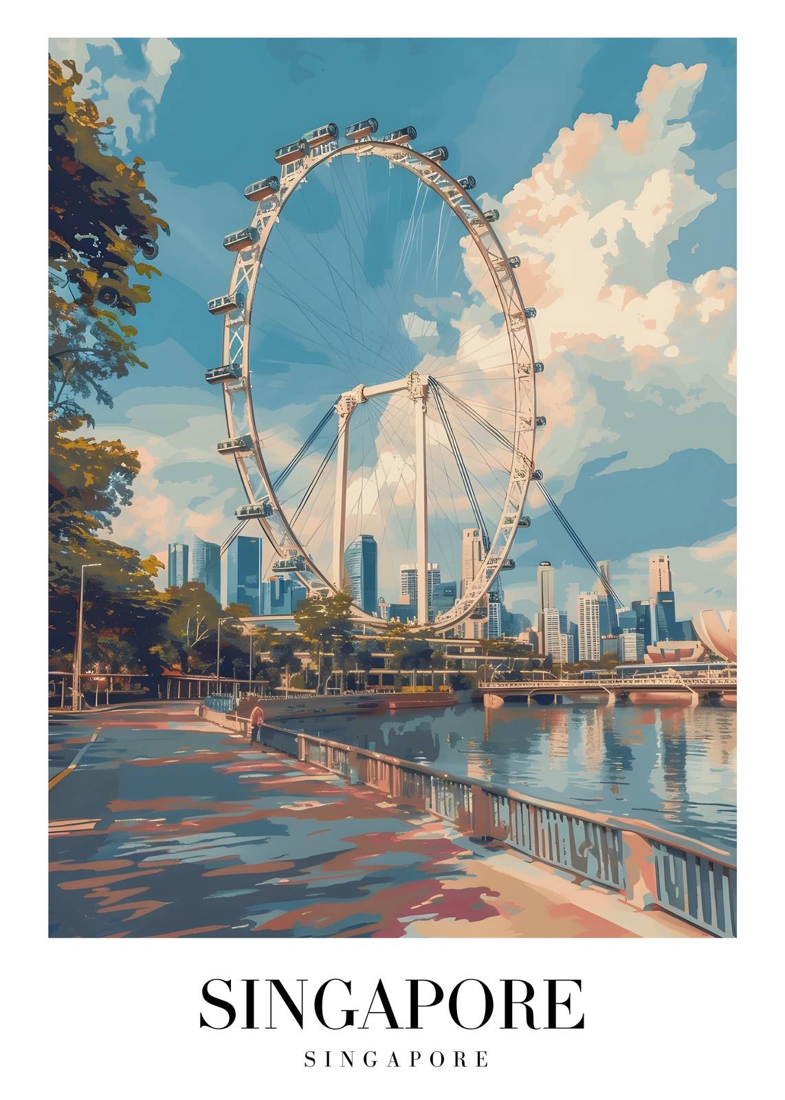 Vibrant Singapore Flyer Wall Art | Cityscape Art