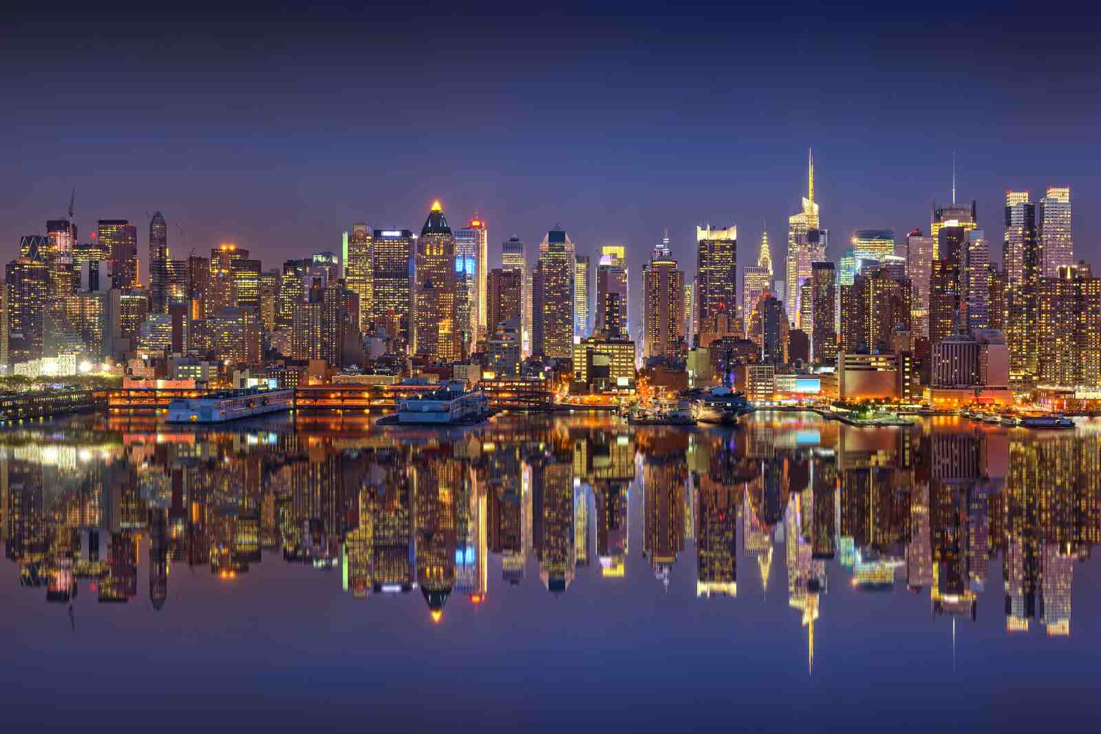 New York City Skyline at Dusk Wall Art