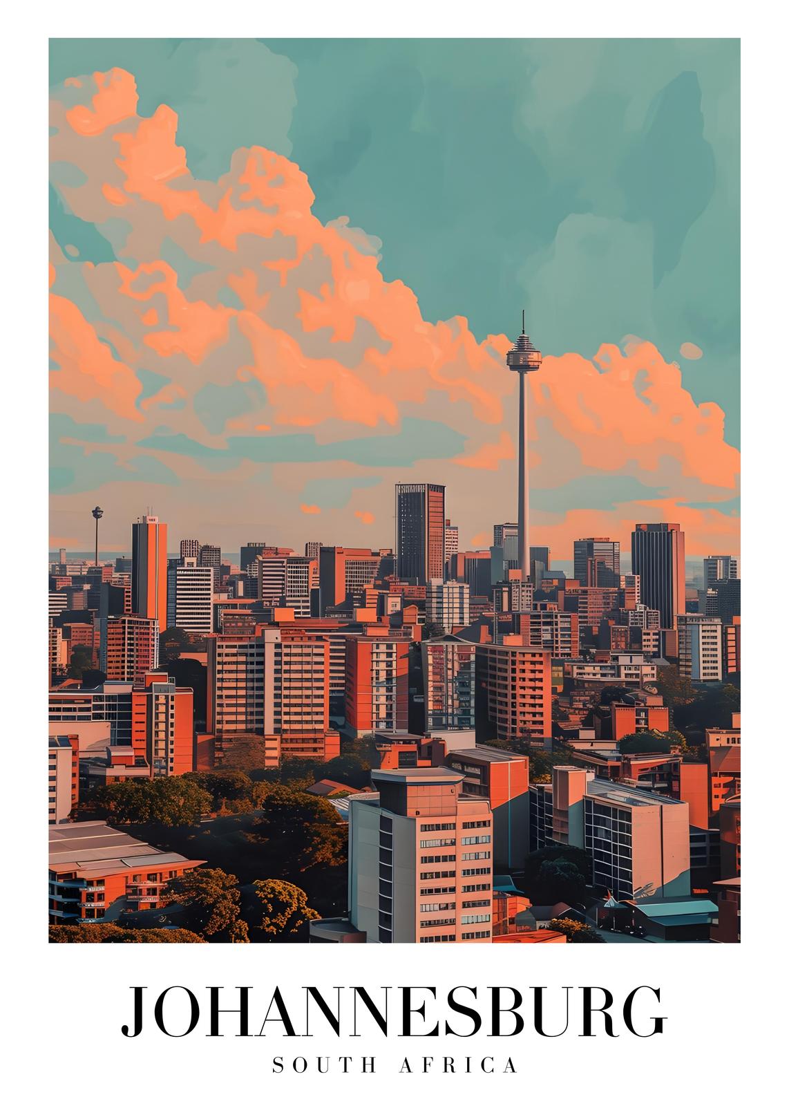 Johannesburg Cityscape Sunset Wall Art