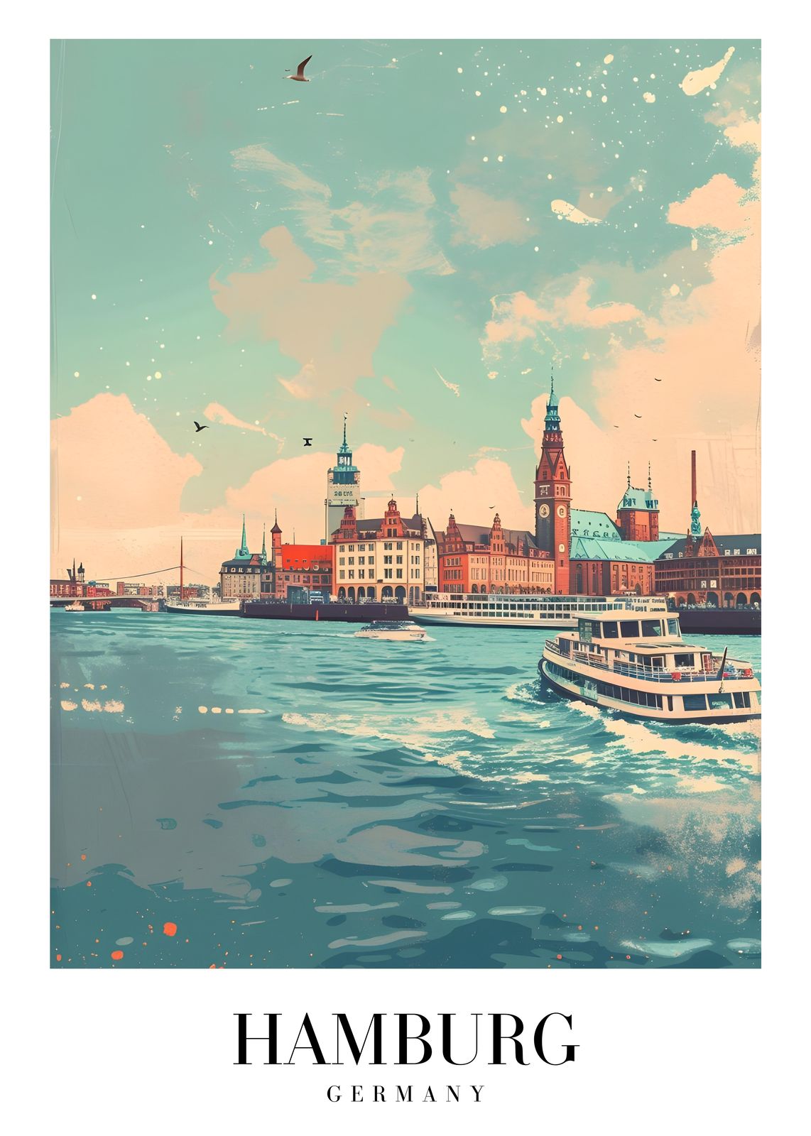 Hamburg Skyline Boat Tour Wall Art