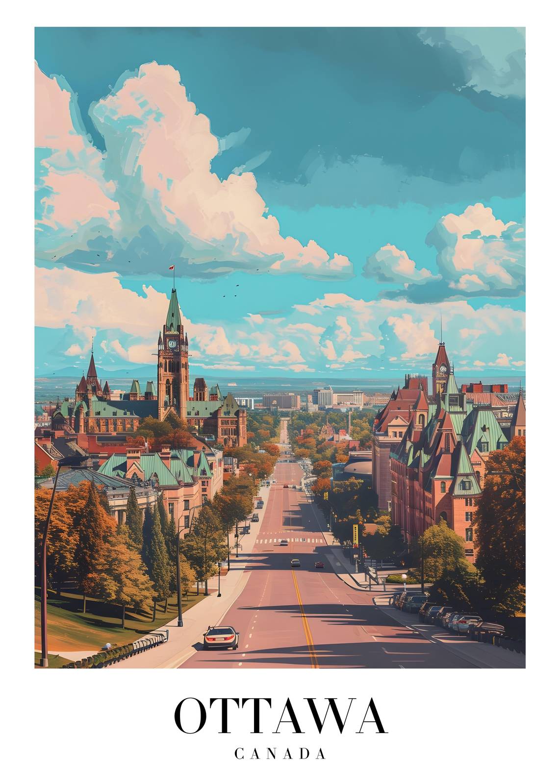 Ottawa Skyline Vista Wall Art - Canada Landmark Art