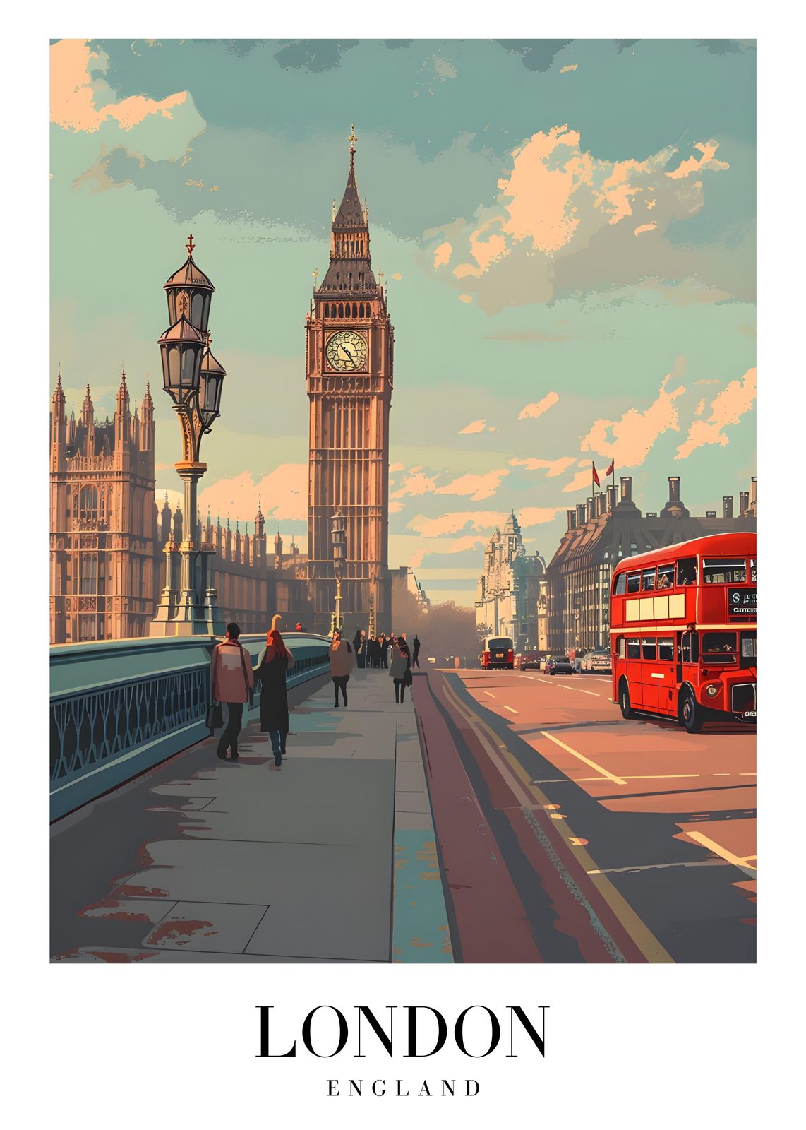 Iconic London Big Ben & Bus Wall Art