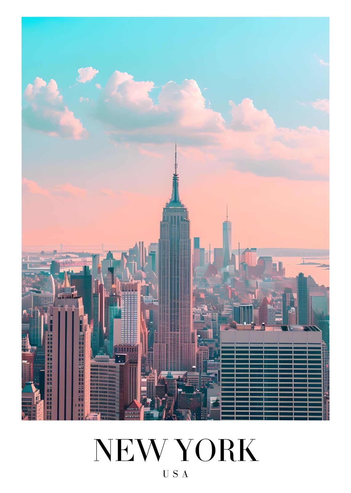 New York Skyline Pastel Dream Wall Art