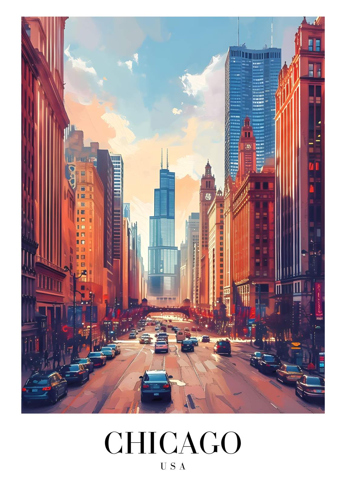 Vibrant Chicago Skyline Wall Art