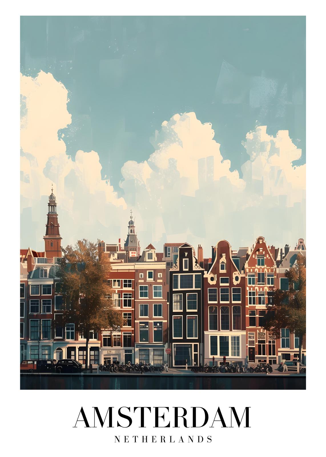 Amsterdam Canal Houses Landscape Wall Art