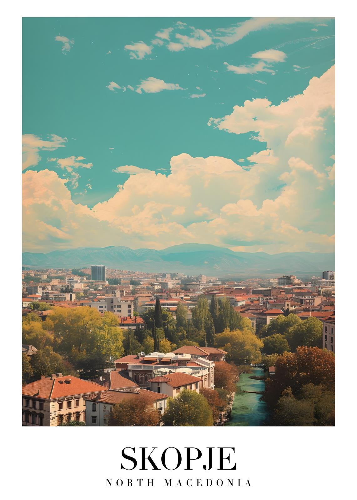 Skopje Cityscape Travel Art Wall Art