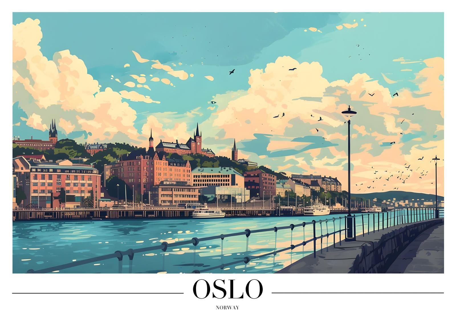 Vibrant Oslo Waterfront Wall Art