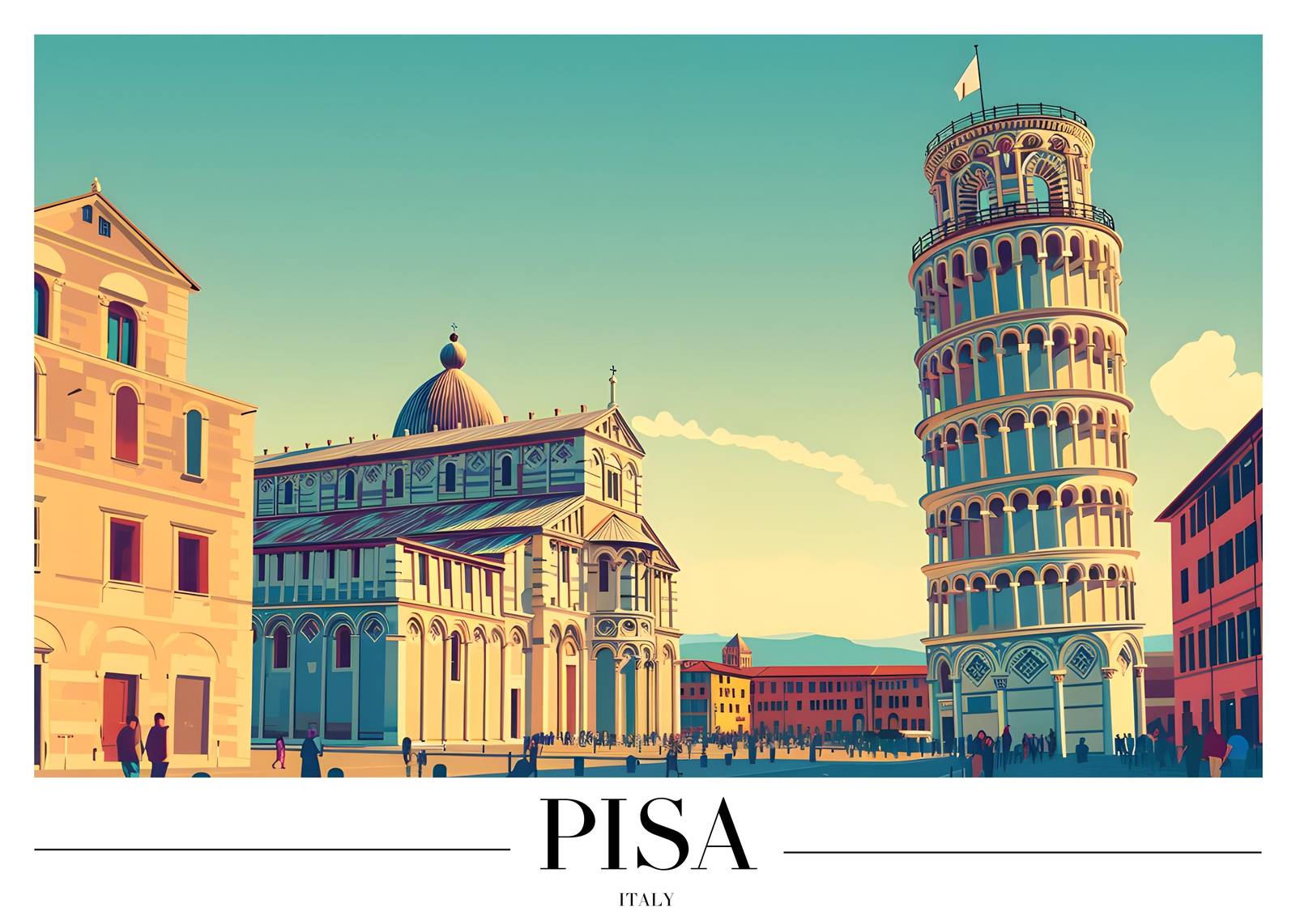 Pisa Tower & Cathedral Wall Art - Italy Travel Art