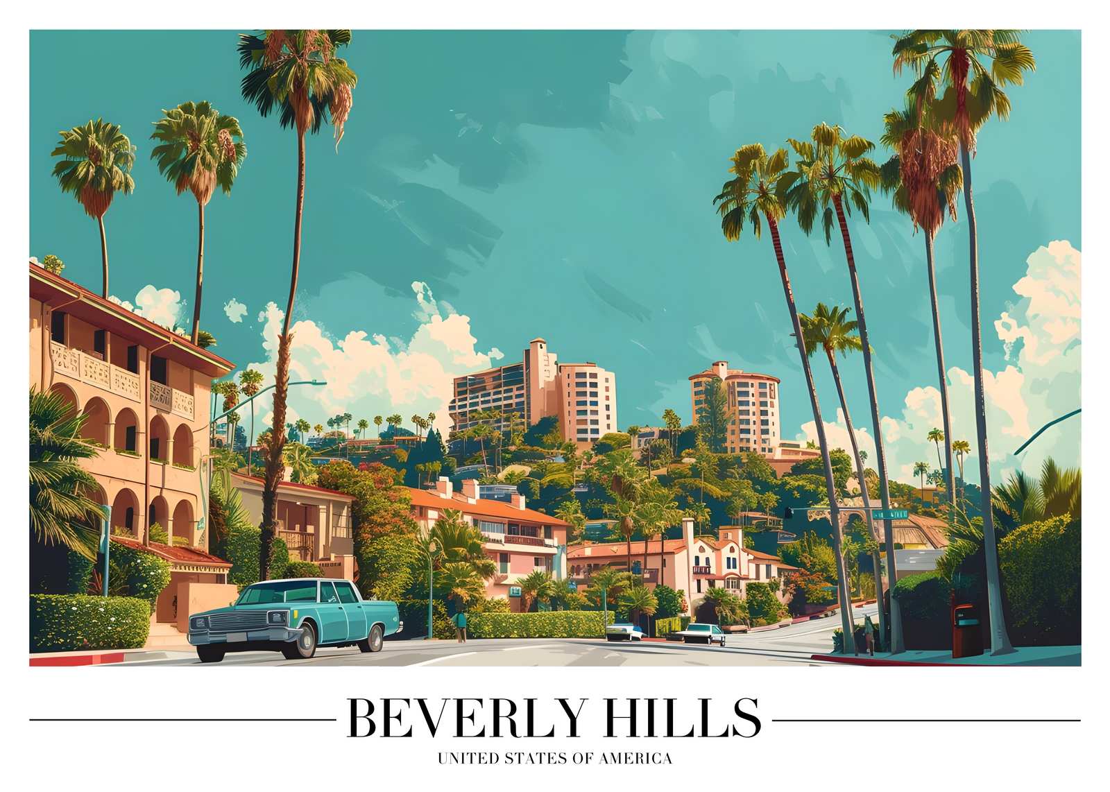 Beverly Hills Vintage Scene Wall Art