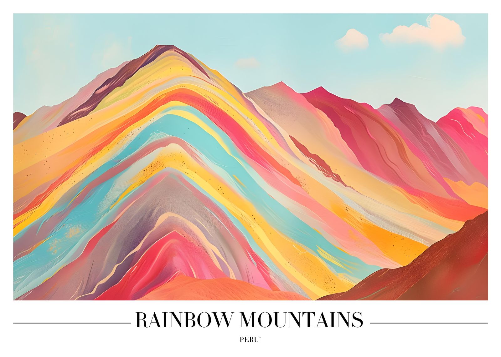 Vibrant Rainbow Mountains Peru Wall Art