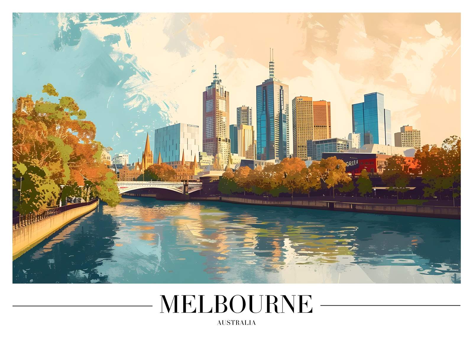 Vibrant Melbourne Skyline Wall Art