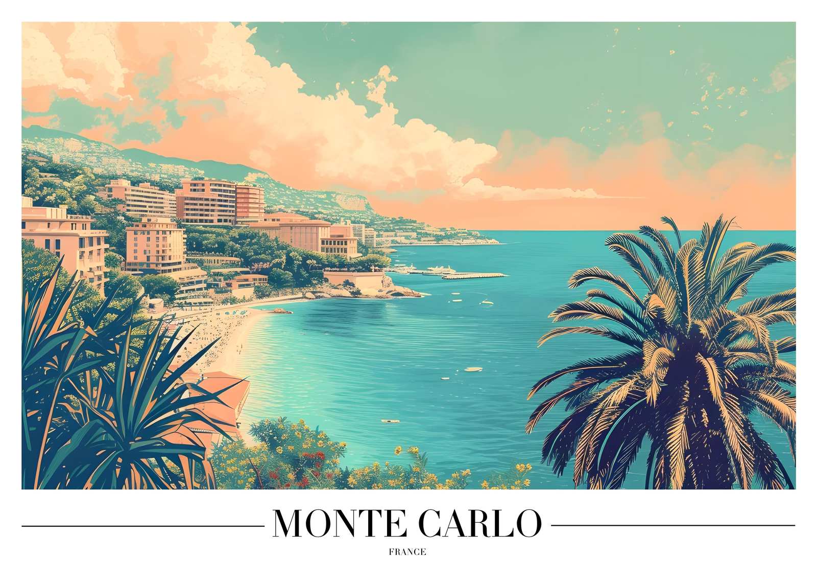 Monte Carlo Riviera Beach Scene Wall Art