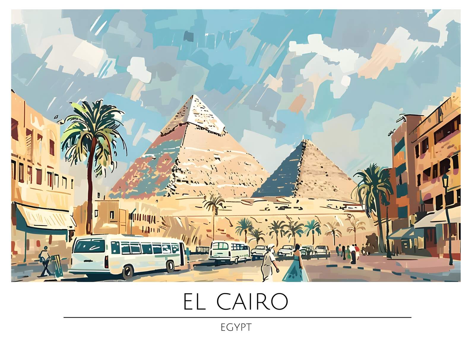 Vibrant El Cairo Pyramids Wall Art