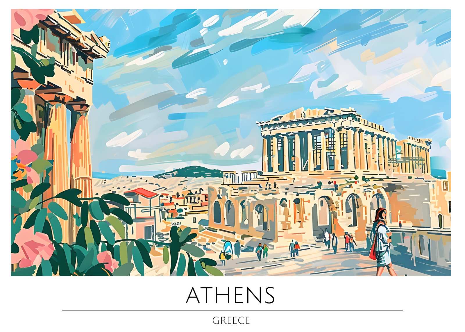 Vibrant Athens Acropolis Travel Art Wall Art