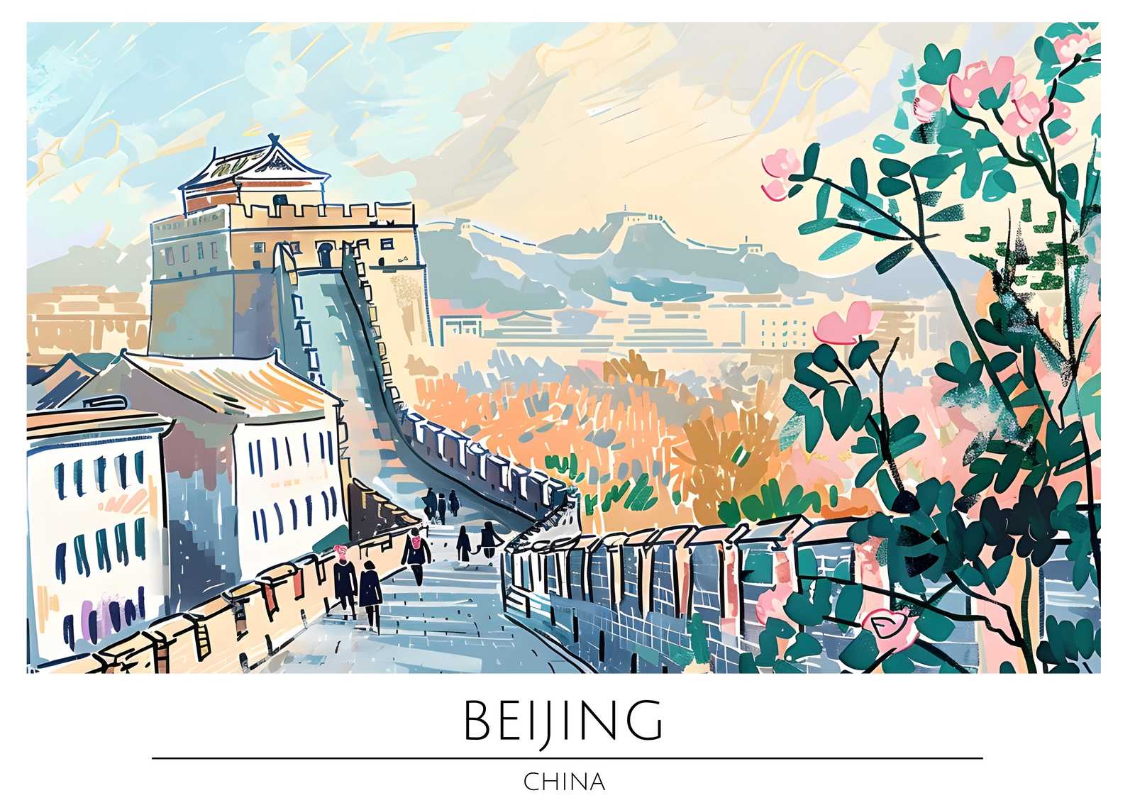 Vibrant Beijing Great Wall Art Wall Art