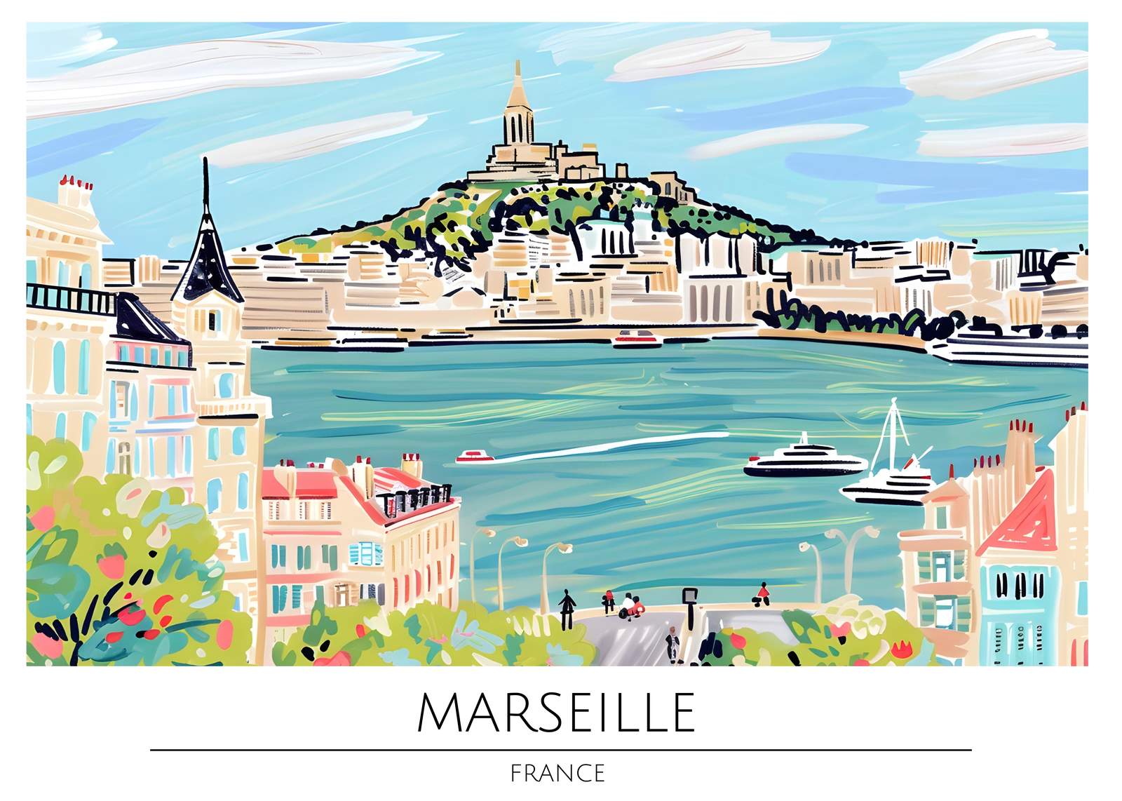 Vibrant Marseille Harbor Cityscape Wall Art