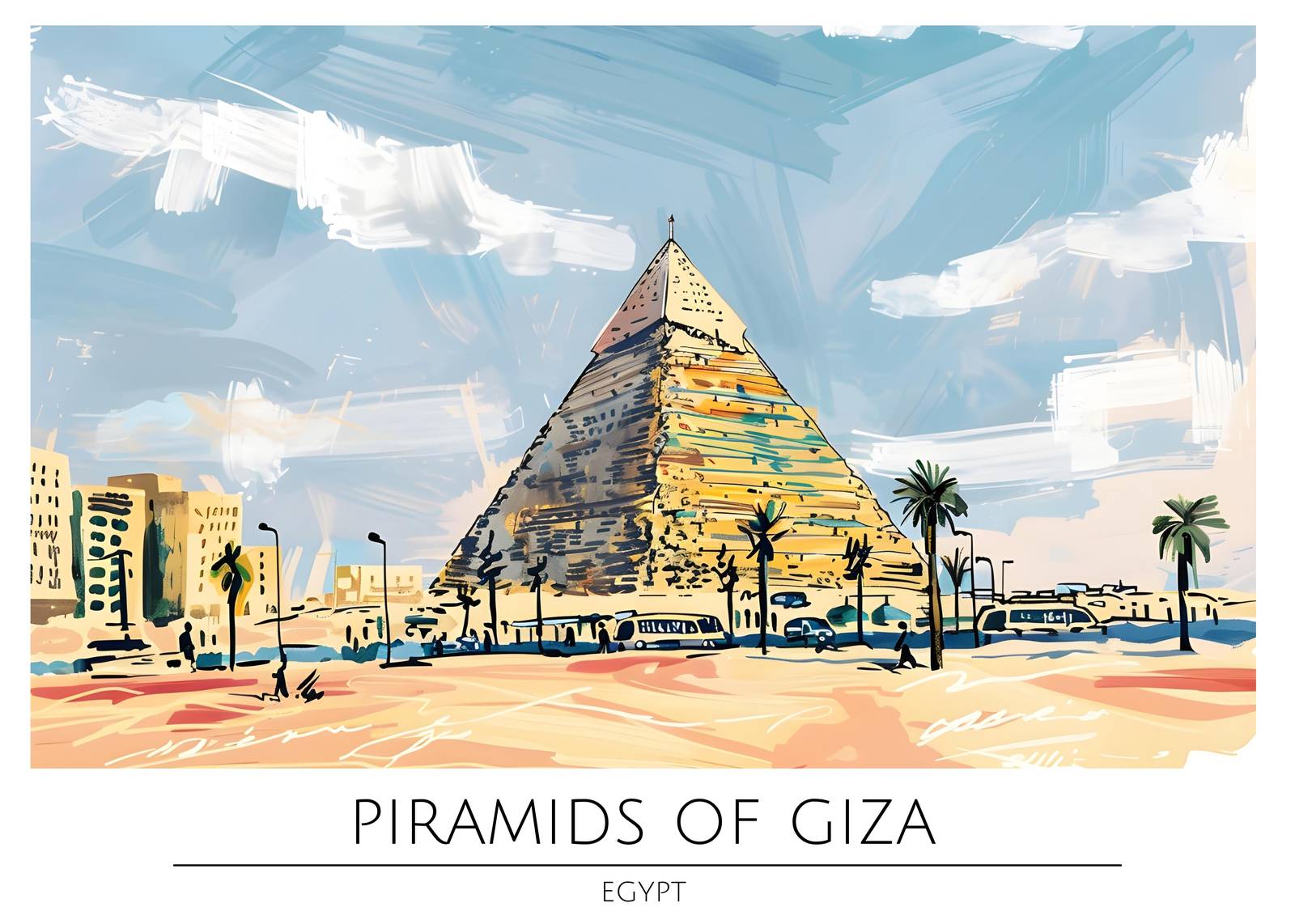 Vibrant Pyramids of Giza Egypt Wall Art