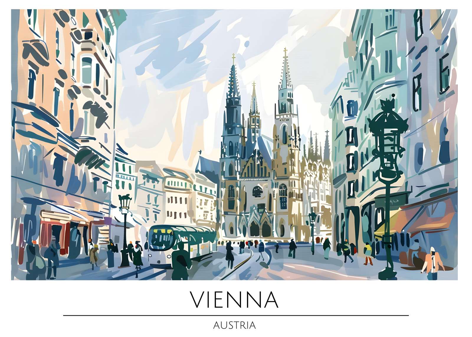 Vibrant Vienna Street Scene Wall Art