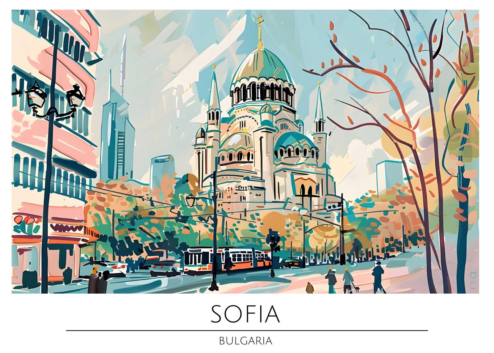 Vibrant Sofia Cathedral Street Art Wall Art